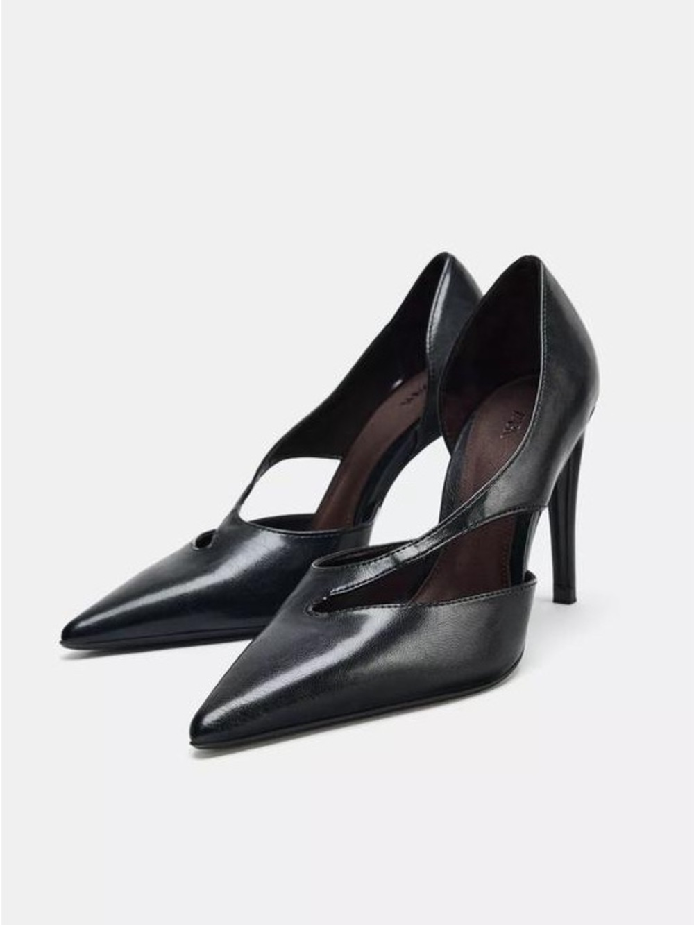Zara Black Pointed Stiletto Pumps with Cutout Detail